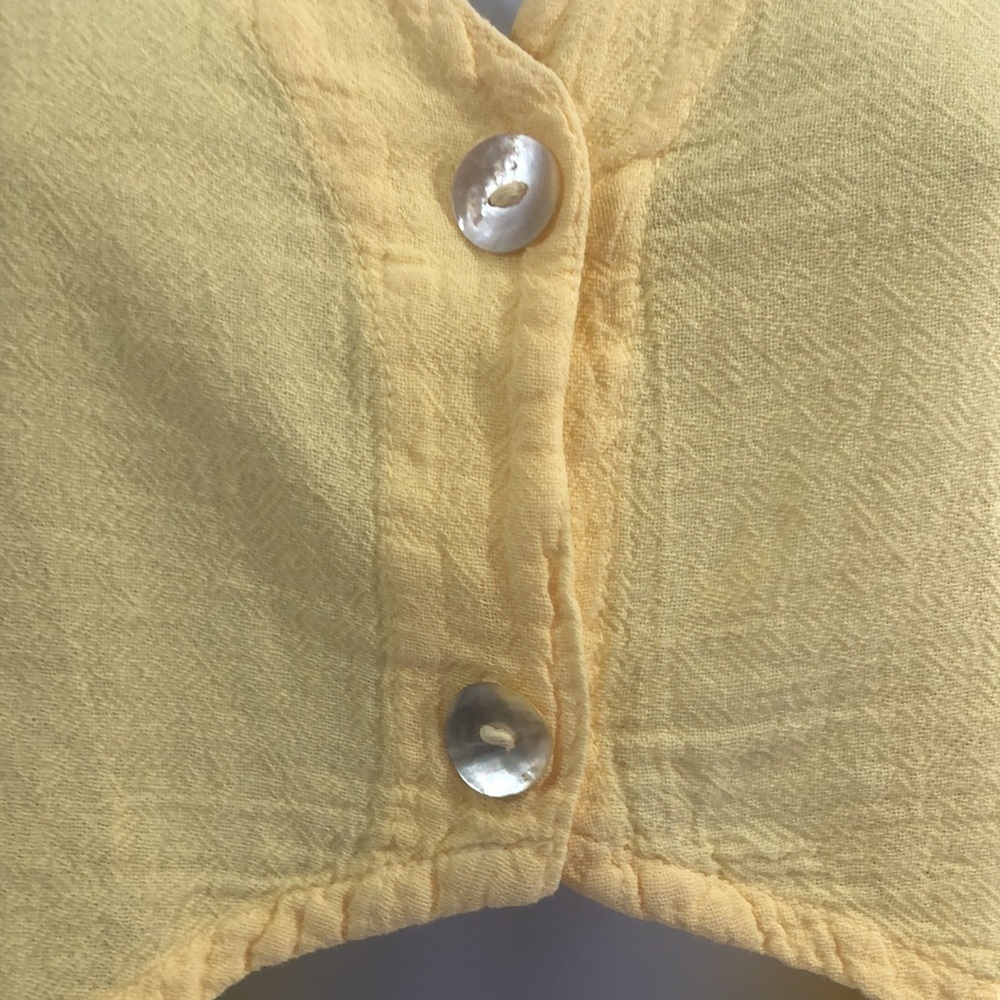 Gauze 2 Button Yellow Crop Top 2 - Picture 3 of 9